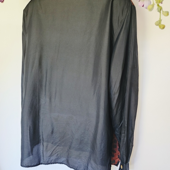 Diane Gilman Black and Brown Leopard Button Down Shirt - Picture 13 of 14